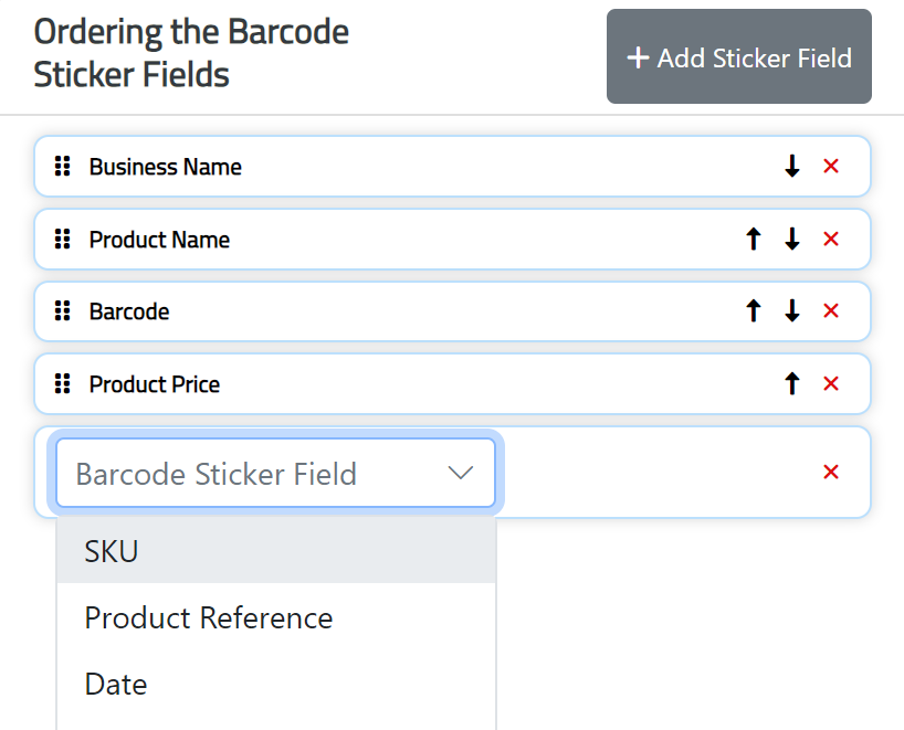 Ordering Barcode Fields in XSEEN ERP system