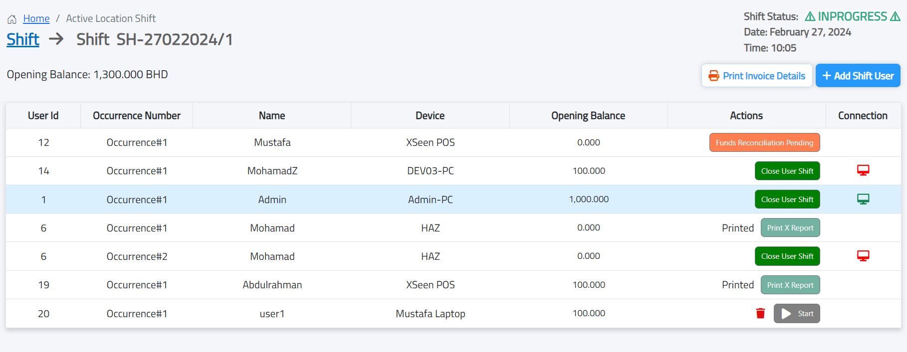 POS Shifts Management in XSEEN ERP system
