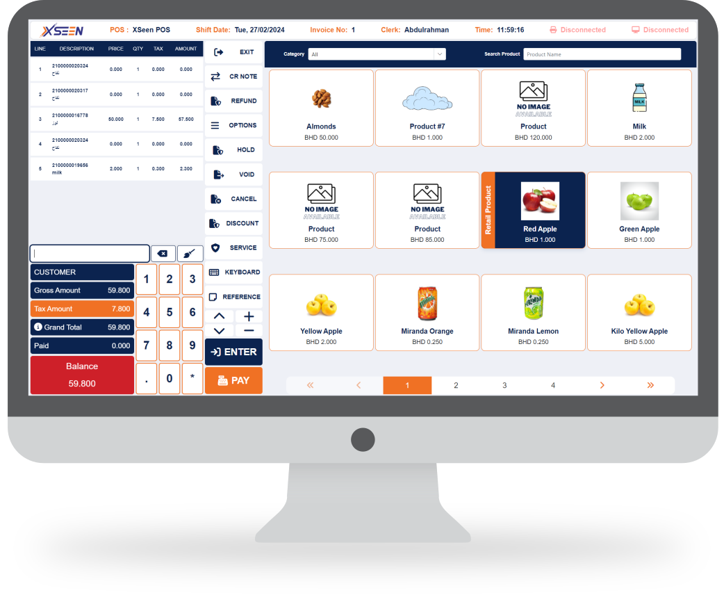 The Best Cloud-Based POS System for Retail Stores, cashier screen in XSEEN Lite POS system